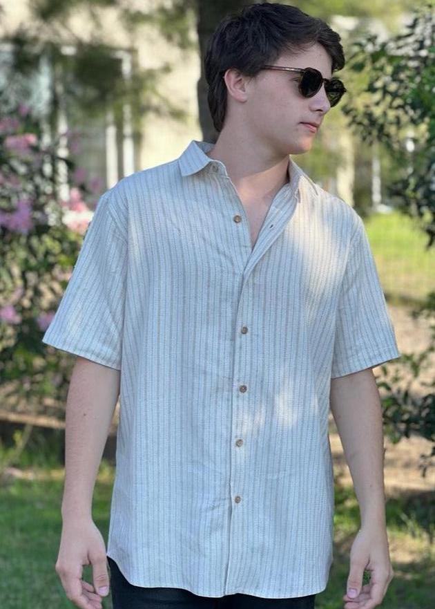 Camisa de Lino Manga Corta Aranci